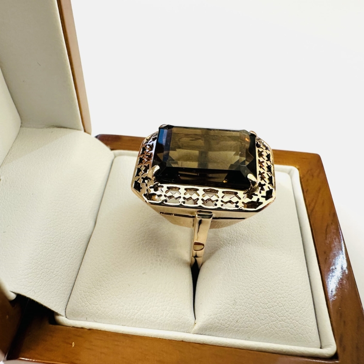 Pierścionek vintage próba 585 z kamieniem kwarc – profil pierścionka – ABGOLD Baczyński