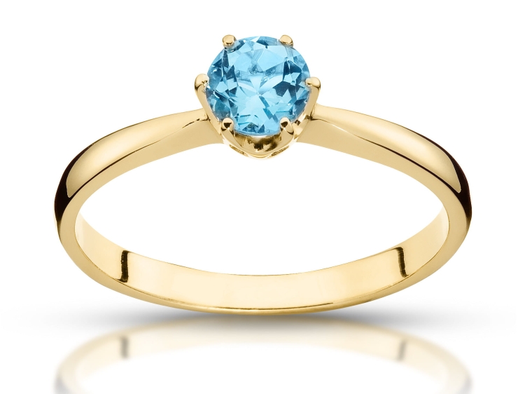 Pierścionek zaręczynowy z topazem próba 585 – widok z góry – ABGOLD Baczyński