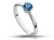 Pierścionek zaręczynowy z białego złota próba 585 z niebieskim moissanitem 0,50 ct – widok z boku – ABGOLD Baczyński