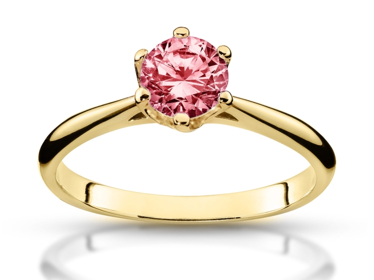 Pierścionek zaręczynowy z żółtego złota próba 585 z różowym moissanitem 0,80 ct – widok z góry – ABGOLD Baczyński