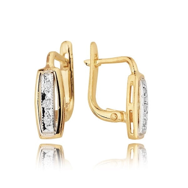 Złote kolczyki z diamentami – widok bok – ABGOLD Baczyński