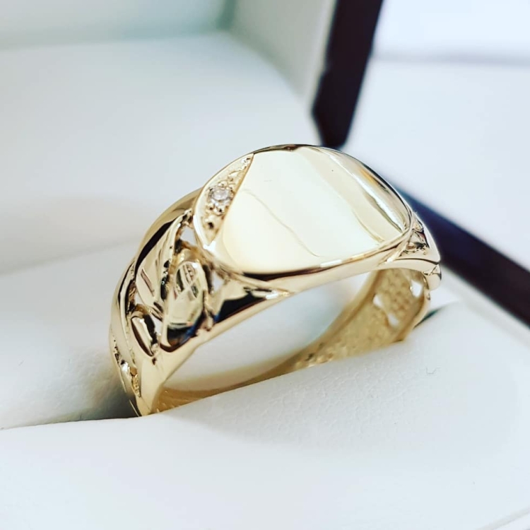 Sygnet męski owal próba 585 – widok przód – ABGOLD Baczyński