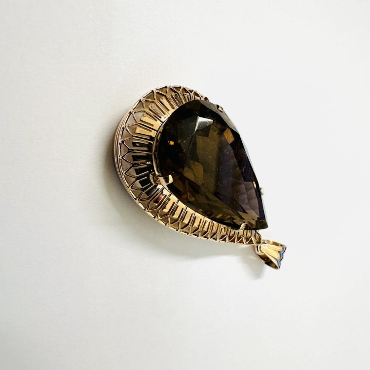 Wisior 585 Vintage retro ręcznie wykonany Kwarc Gruszka – Widok z boku – ABGOLD Baczyński