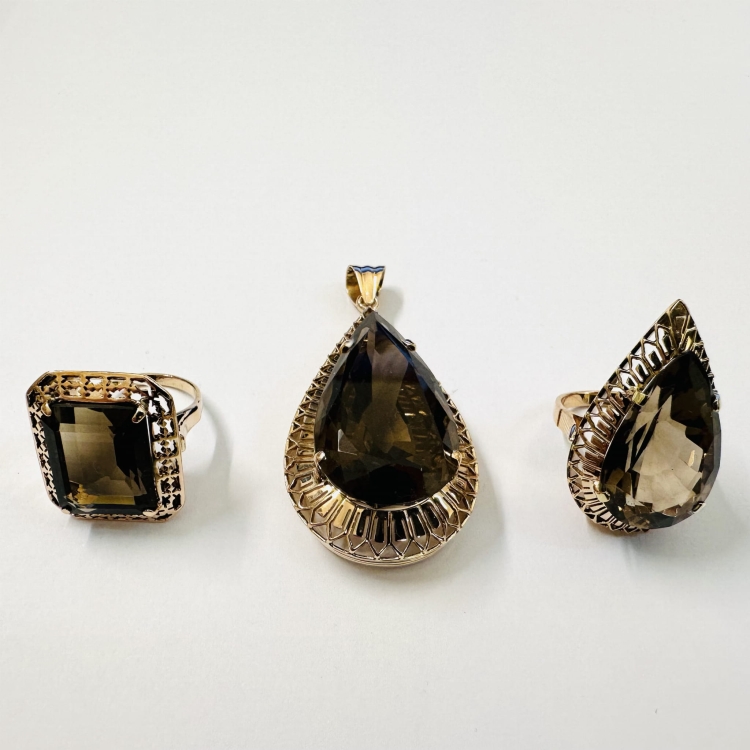 Wisior 585 Vintage retro ręcznie wykonany Kwarc Gruszka – Komplet elementów – ABGOLD Baczyński