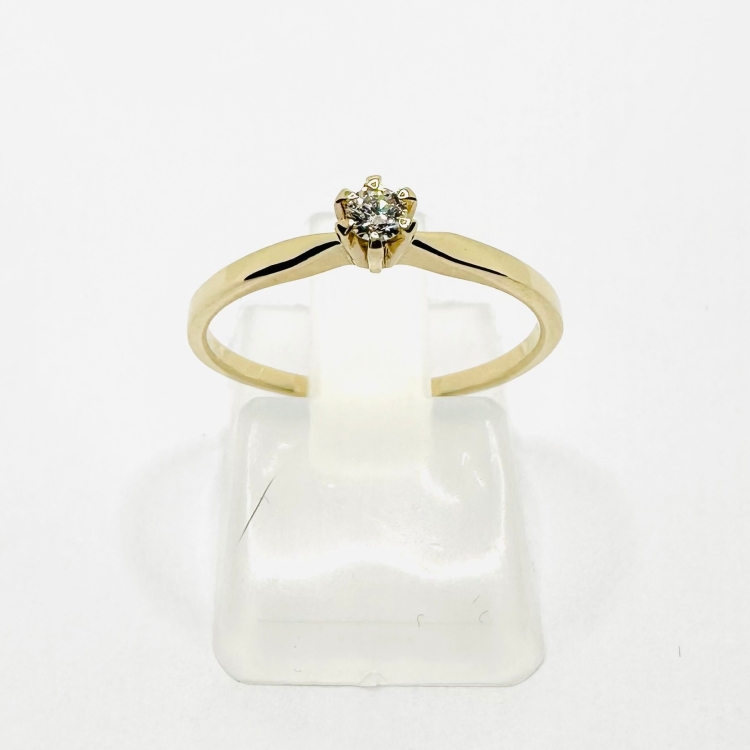 Złoty pierścionek 585 z moissanitem – klasyka – Widok z góry – ABGOLD Baczyński