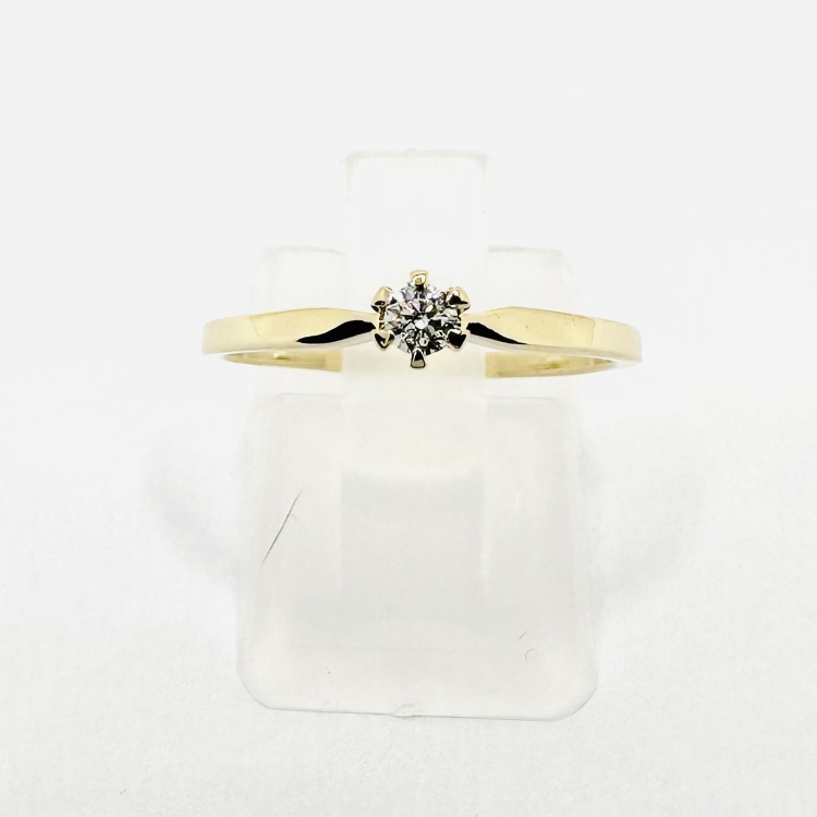 Klasyczny złoty pierścionek z brylantem 0,08 ct – Widok z góry – ABGOLD Baczyński