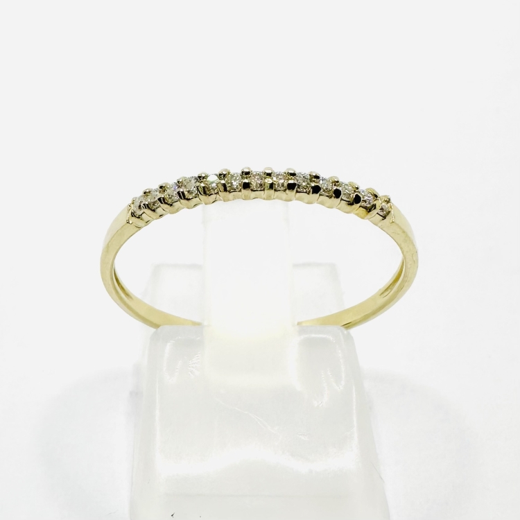 Obrączkowy pierścionek z brylantami złoto 585 – Widok frontalny – ABGOLD Baczyński