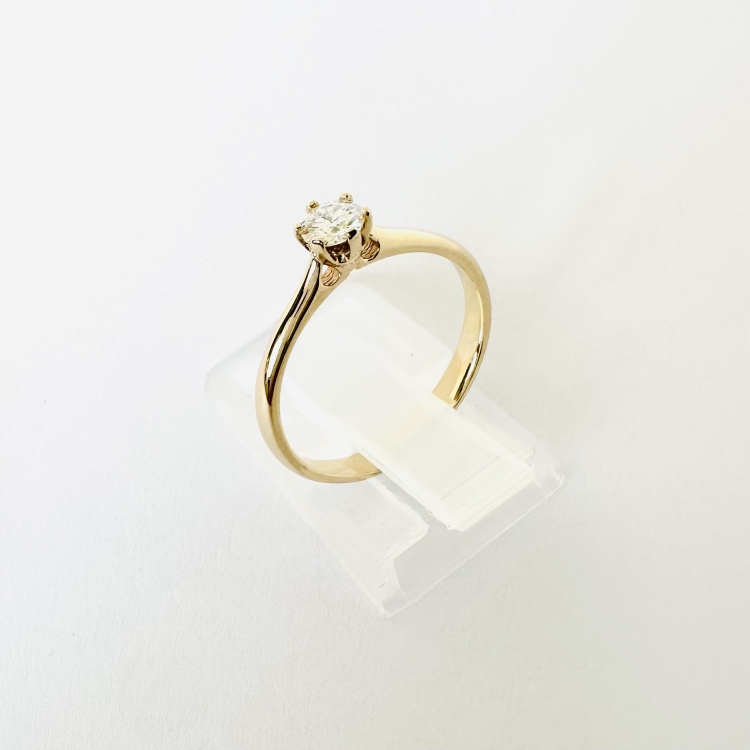 Pierścionek zaręczynowy z żółtego złota próba 585 z moissanitem 0,25 ct – profil pierścionka – ABGOLD Baczyński