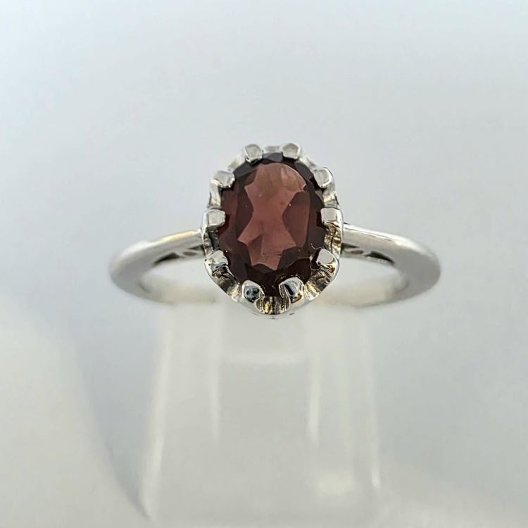 Pierścionek Vintage art deco z granatem złoto 585 – widok z góry – ABGOLD Baczyński