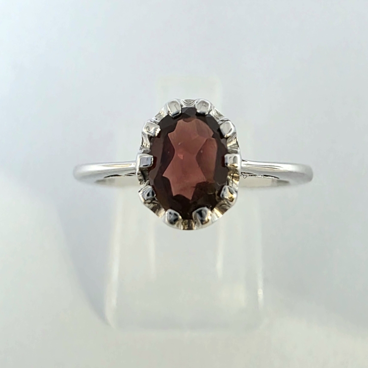 Pierścionek Vintage art deco z granatem złoto 585 – ujęcie pod kątem – ABGOLD Baczyński