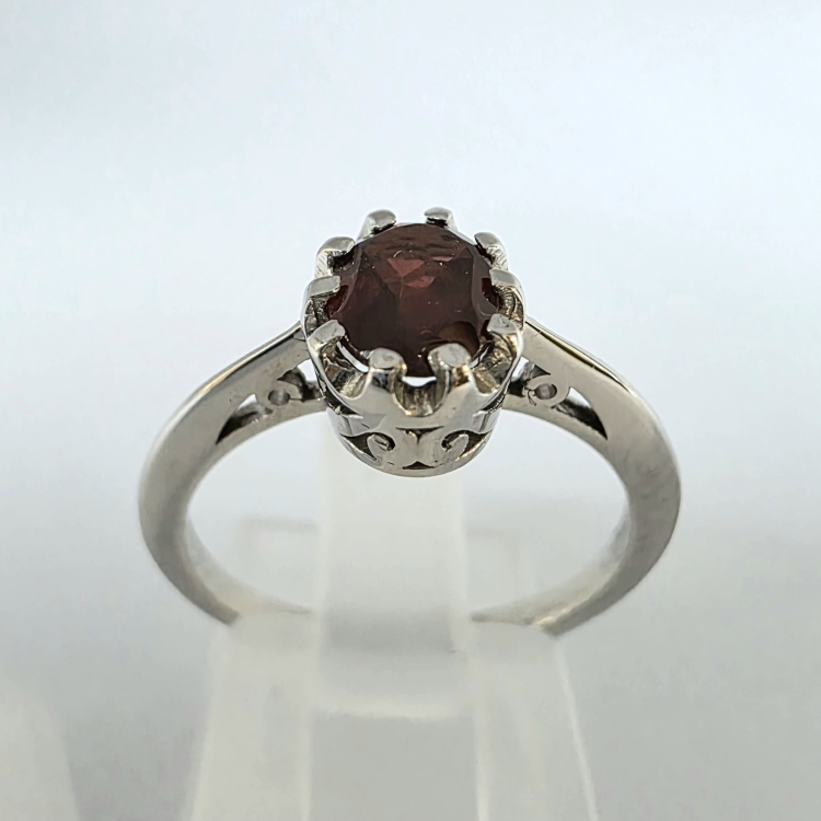 Pierścionek Vintage art deco z granatem złoto 585 – profil pierścionka – ABGOLD Baczyński