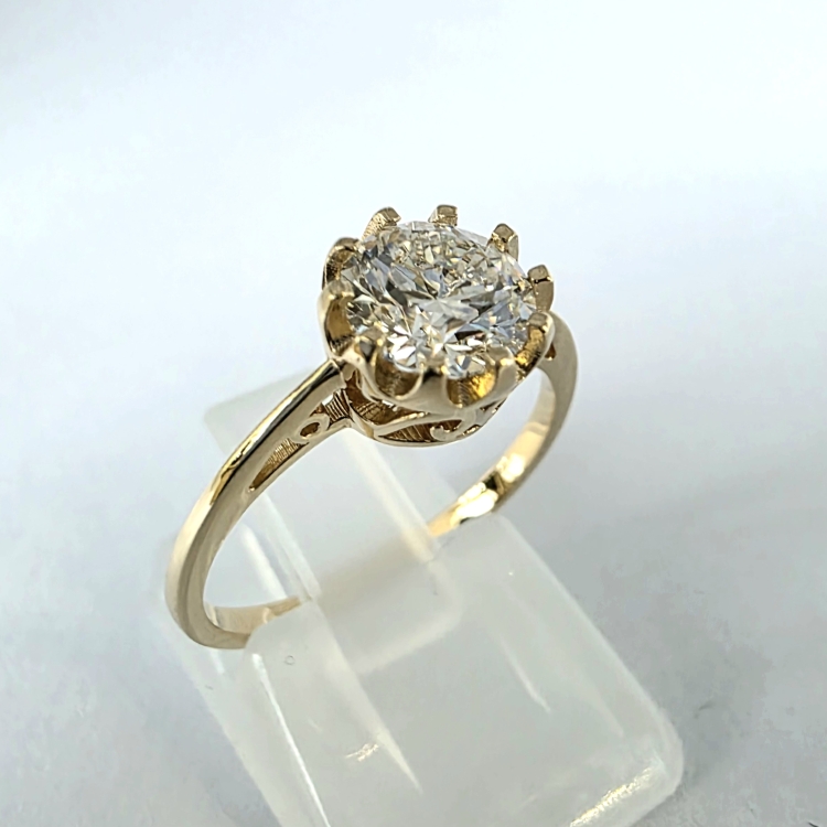 Pierścionek art deco z diamentem złoto 585 – profil pierścionka – ABGOLD Baczyński