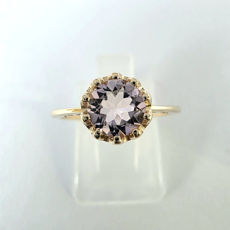 Pierścionek art deco z morganitem złoto 585 – profil pierścionka – ABGOLD Baczyński