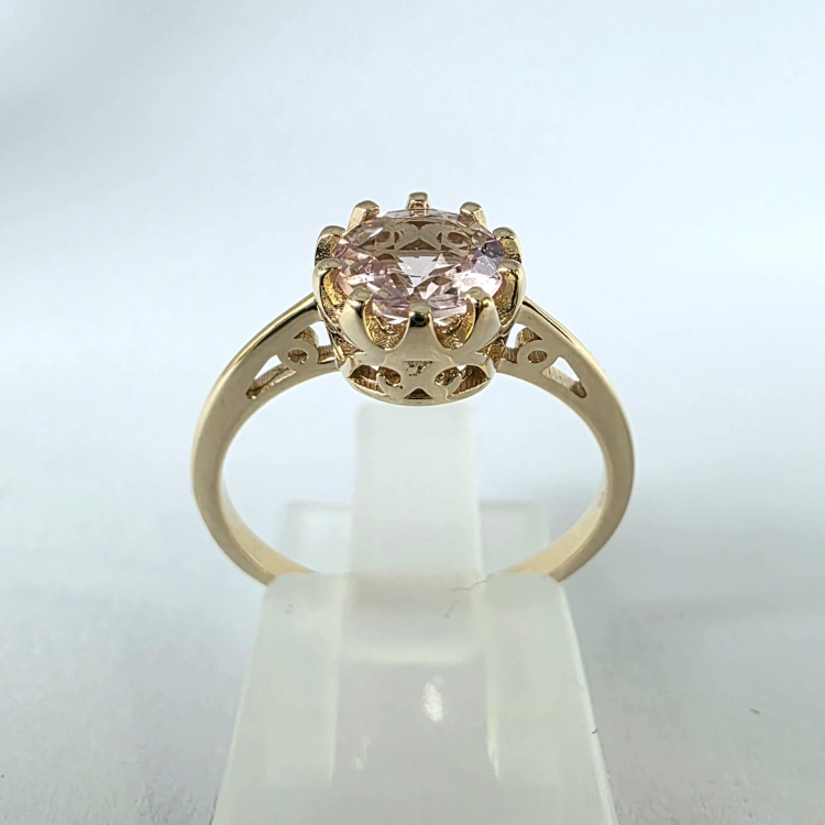 Pierścionek art deco z morganitem złoto 585 – widok z góry – ABGOLD Baczyński