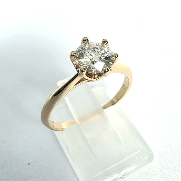 Pierścionek zaręczynowy z diamentem Lab-Grown 1,0 ct – złoto 585 – widok boczny – ABGOLD Baczyński