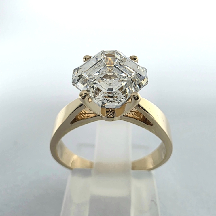 Złoty pierścionek próba 585 z diamentem lab grown 2,0 ct szlif Asscher – profil pierścionka – ABGOLD Baczyński