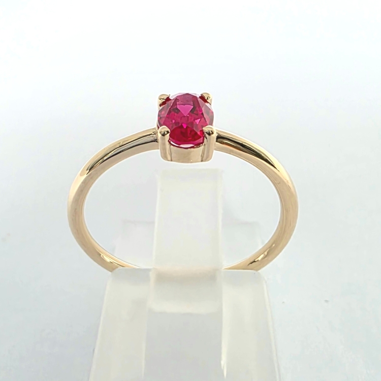 Złoty pierścionek 585 z rubinem – widok z góry – ABGOLD Baczyński