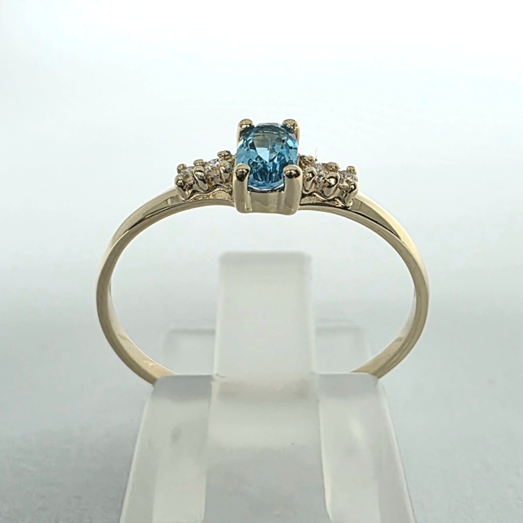 Pierścionek zaręczynowy z topazem i diamentami – profil pierścionka – ABGOLD Baczyński