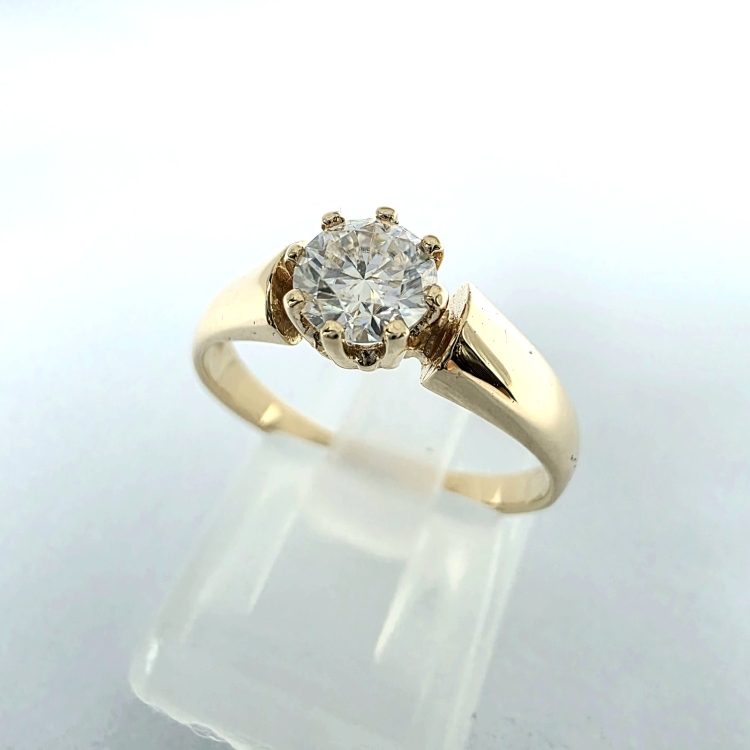 Pierścionek zaręczynowy z żółtego złota próba 585 z moissanitem 0,50 ct – profil pierścionka – ABGOLD Baczyński