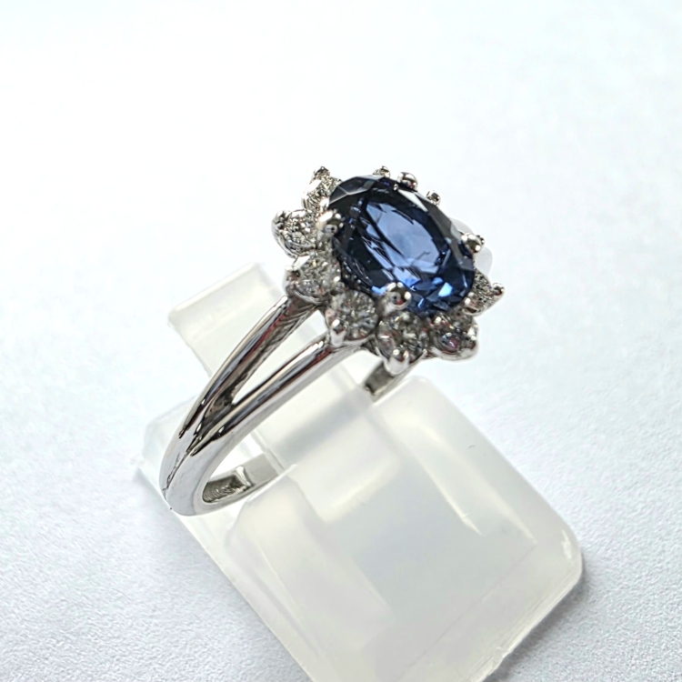 Pierścionek markiza z diamentami i szafirem – Profil pierścionka – ABGOLD Baczyński