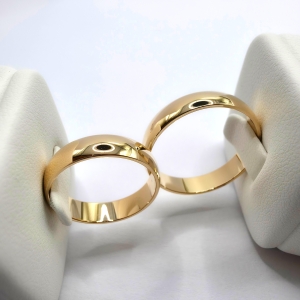 Obrączki ślubne złote 585 półokrągłe 4.50 mm – widok frontalny (para) – ABGOLD Baczyński