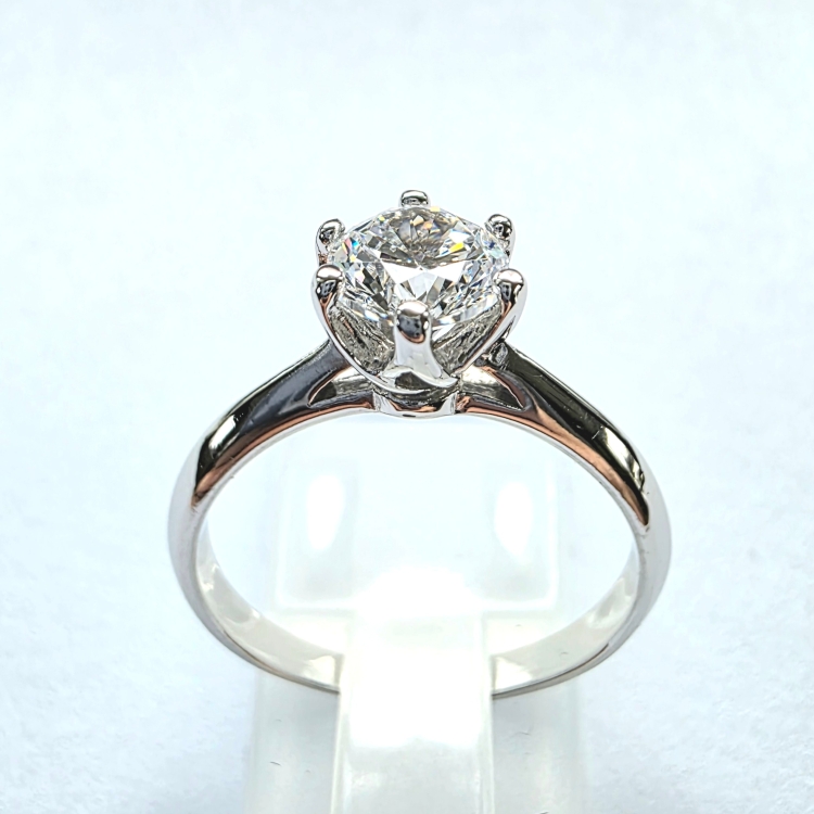 Pierścionek zaręczynowy z diamentem – białe złoto 585 – profil pierścionka – ABGOLD Baczyński