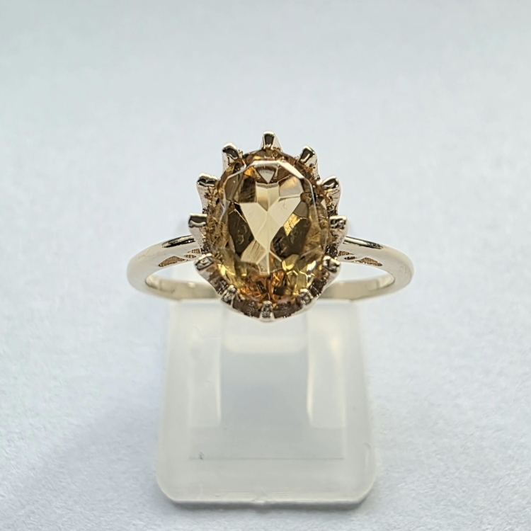 Retro Złoty pierścionek art deco z Cytrynem 1,50 ct – ujęcie pod kątem – ABGOLD Baczyński