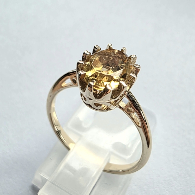 Retro Złoty pierścionek art deco z Cytrynem 1,50 ct – profil pierścionka – ABGOLD Baczyński