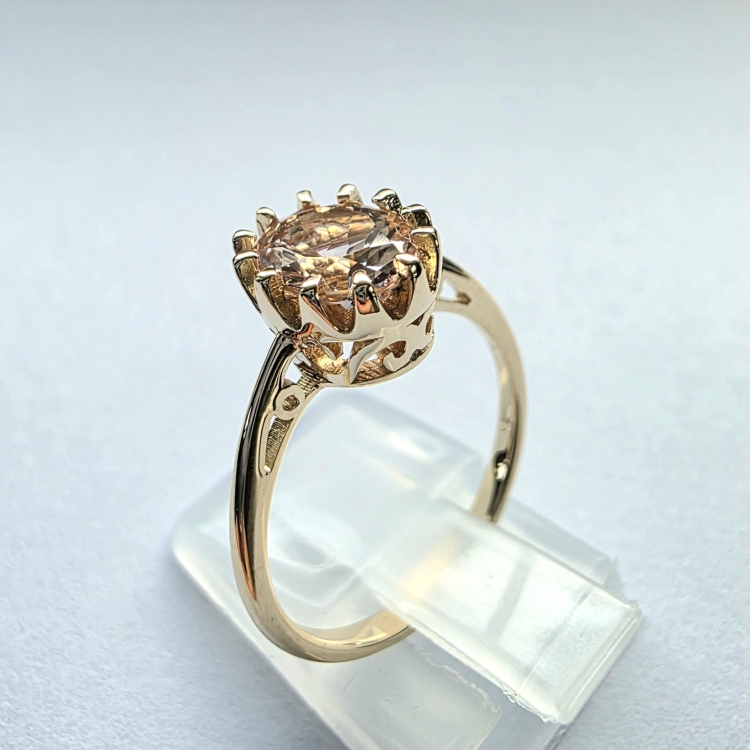 Retro Złoty pierścionek art deco Morganit 1,50 ct – profil pierścionka – ABGOLD Baczyński