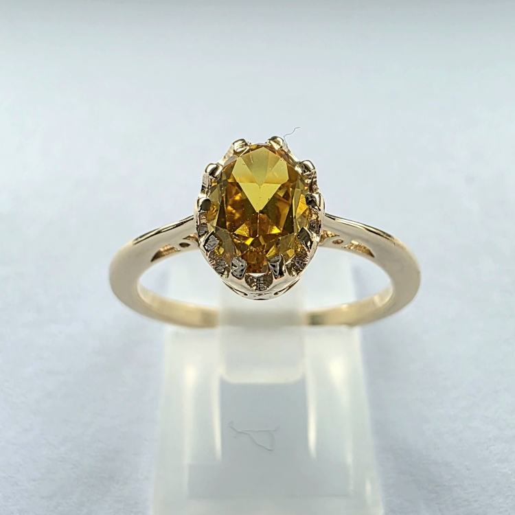 Pierścionek vintage retro z cytrynem – ujęcie produktowe – ABGOLD Baczyński