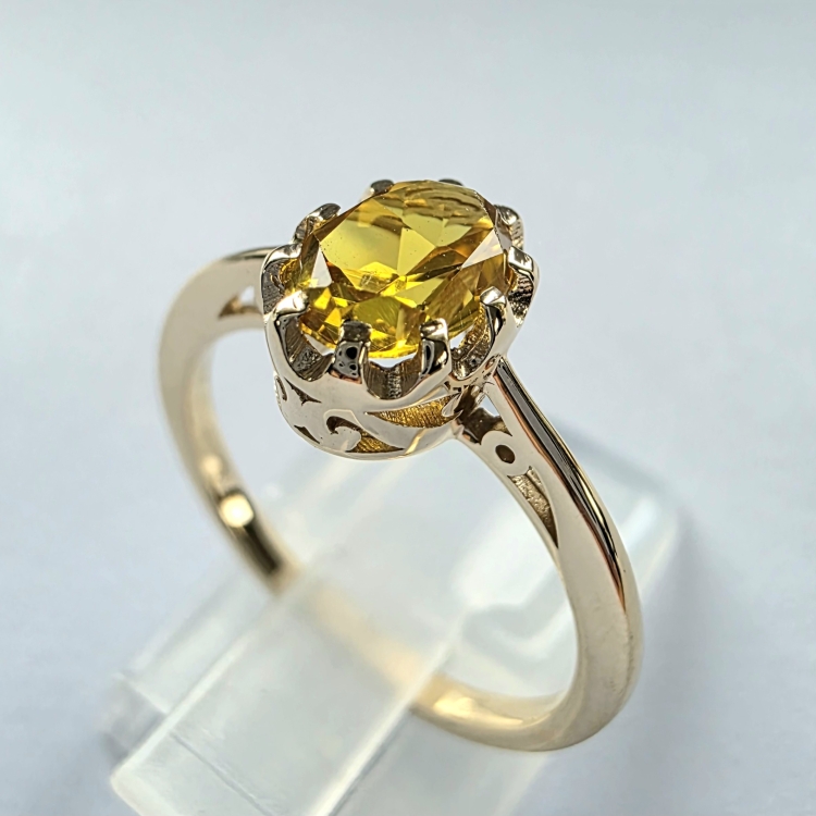 Pierścionek vintage retro z cytrynem – detal kamienia – ABGOLD Baczyński