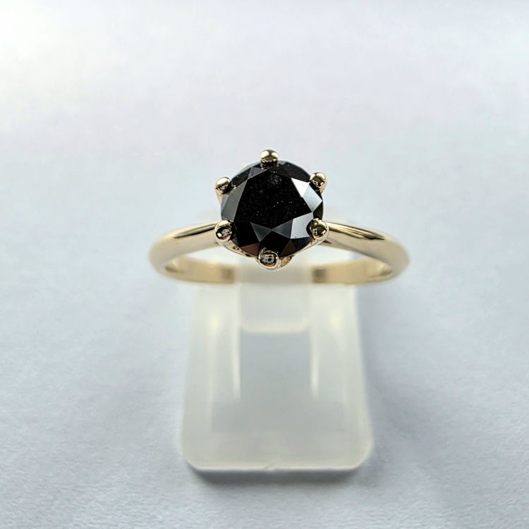 Złoty pierścionek próba 585 z czarnym diamentem – profil pierścionka – ABGOLD Baczyński