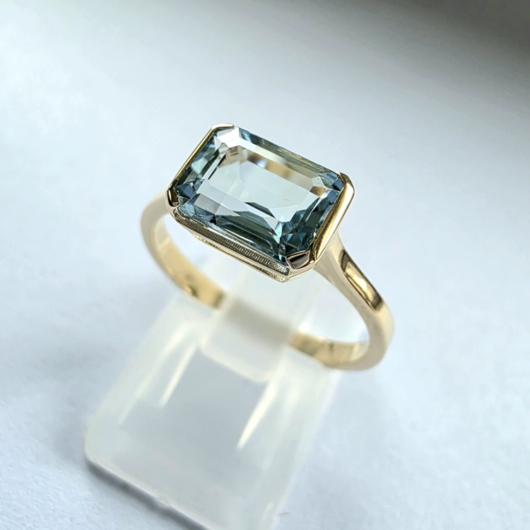 Złoty pierścionek 585 z akwamarynem 1,20 ct – profil pierścionka – ABGOLD Baczyński