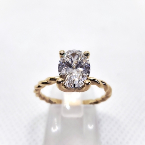 Pierścionek z diamentem owalnym 1,09 ct – widok frontalny – ABGOLD Baczyński