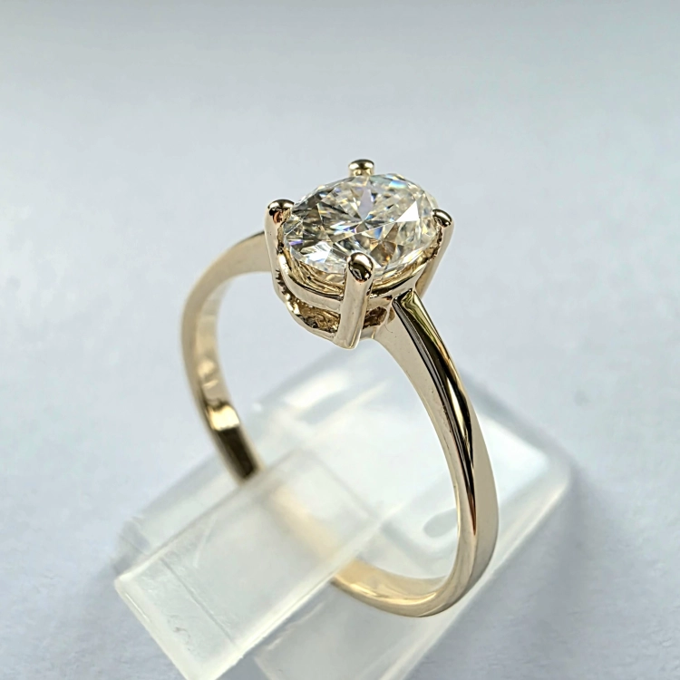 Pierścionek z diamentem naturalnym 0,70 ct VVS H złoto 14K – profil pierścionka – ABGOLD Baczyński