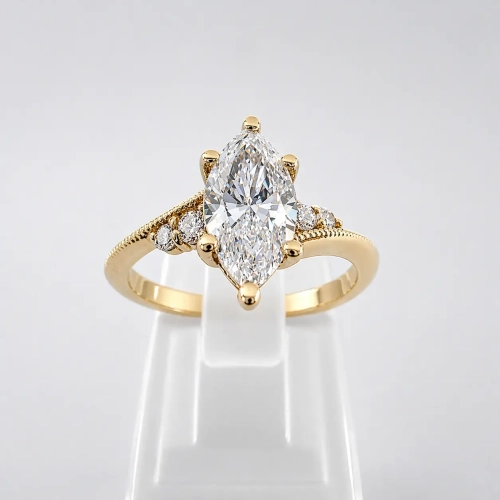 Pierścionek Diament Marquise 0,70 ct GIA – widok frontalny – ABGOLD Baczyński