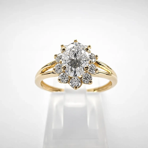 Pierścionek zaręczynowy z diamentami 1,0 ct VS1/F – złoto próba 585 – widok z przodu – ABGOLD Baczyński