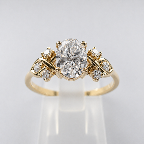 Pierścionek Vintage art deco z diamentami Lab Grown – widok frontalny – ABGOLD Baczyński