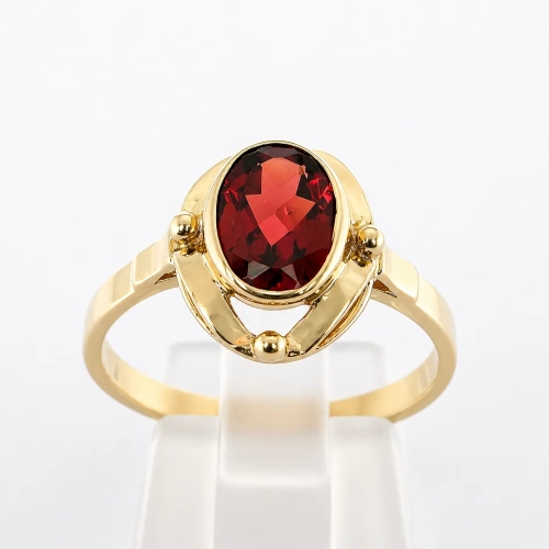 Złoty pierścionek Vintage z Granatem 1,50ct – widok frontalny – ABGOLD Baczyński