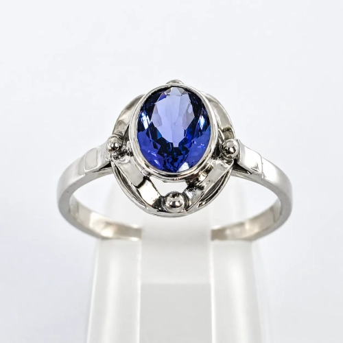 Złoty pierścionek art deco Tanzanit 1,50ct – widok frontalny – ABGOLD Baczyński