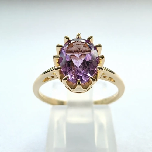 Złoty pierścionek Vintage z Ametystem 1,50 ct – widok frontalny – ABGOLD Baczyński