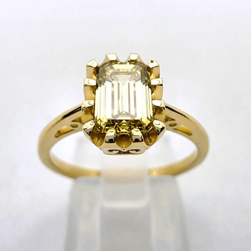 Pierścionek Vintage art deco Diament Yellow – widok frontalny – ABGOLD Baczyński