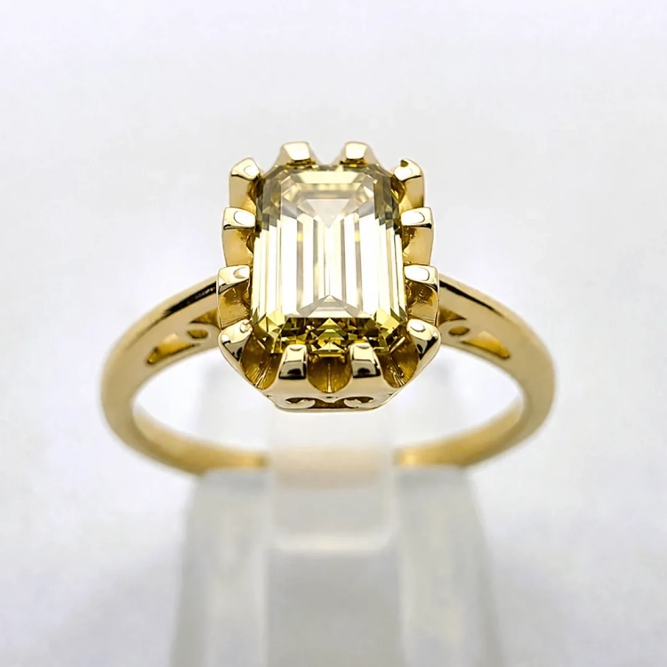 Pierścionek Vintage art deco Diament Yellow – widok frontalny – ABGOLD Baczyński