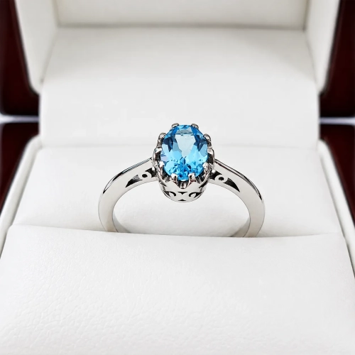 Pierścionek vintage z topazem Blue – widok z przodu – ABGOLD Baczyński