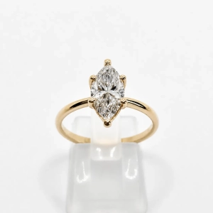 Pierścionek z diementem Marquise Lab-Grow 1,0 ct złoto 585 (14K) – widok frontalny – ABGOLD Baczyński
