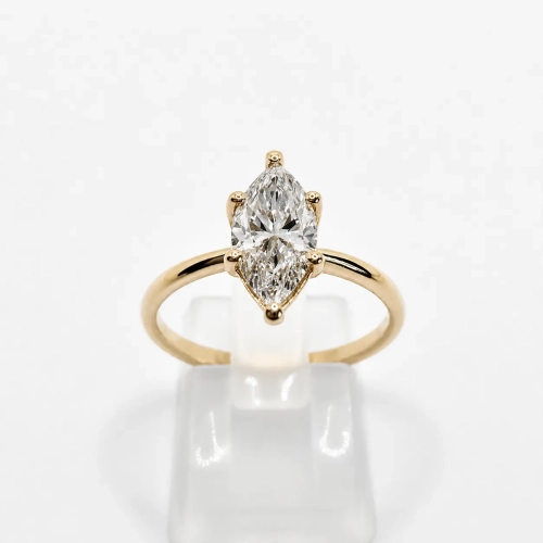 Pierścionek z diementem Marquise Lab-Grow 1,0 ct złoto 585 (14K) – widok frontalny – ABGOLD Baczyński