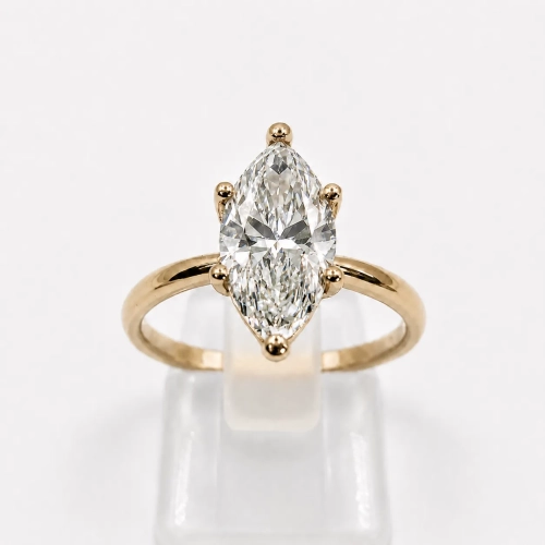 Pierścionek z diementem Marquise Lab-Grow ok. 1,5 ct złoto 585 (14K) – widok frontalny – ABGOLD Baczyński
