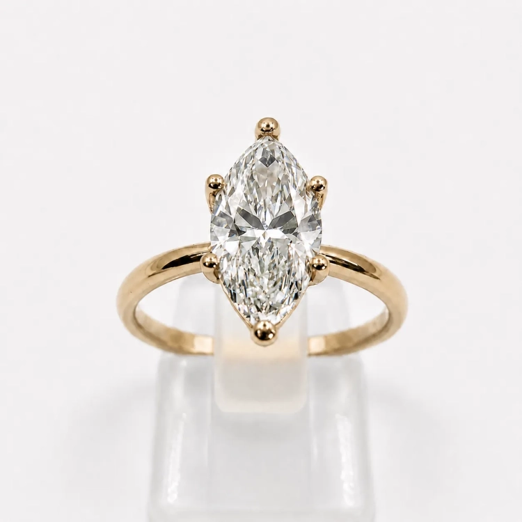 Pierścionek z diementem Marquise Lab-Grow ok. 1,5 ct złoto 585 (14K) – widok frontalny – ABGOLD Baczyński
