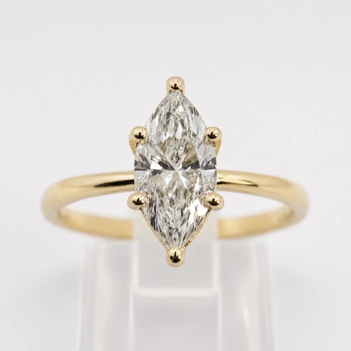 Pierścionek z diementem Marquise Lab-Grow 1,0 ct złoto 585 (14K) – widok z góry – ABGOLD Baczyński