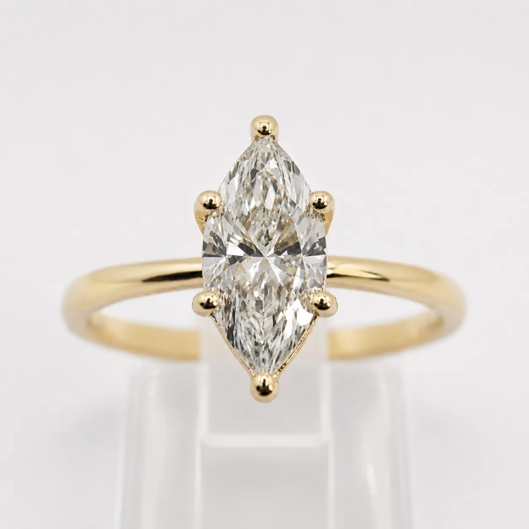 Pierścionek z diementem Marquise Lab-Grow 1,0 ct złoto 585 (14K) – widok z góry – ABGOLD Baczyński